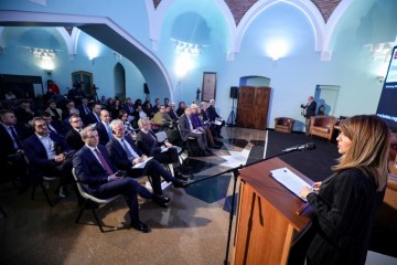 RCC Secretary General, Majlinda Bregu speaking at the Regional Conference “Employment - Shades of Grey in the Western Balkans: Regional Perspectives on Creating More and Better Jobs”, marking beginning of the Phase two of the RCC’s Employment and Social Affairs Platform Project - ESAP 2, in Sarajevo on 28 January 2020 (Photo: RCC/Armin Durgut)