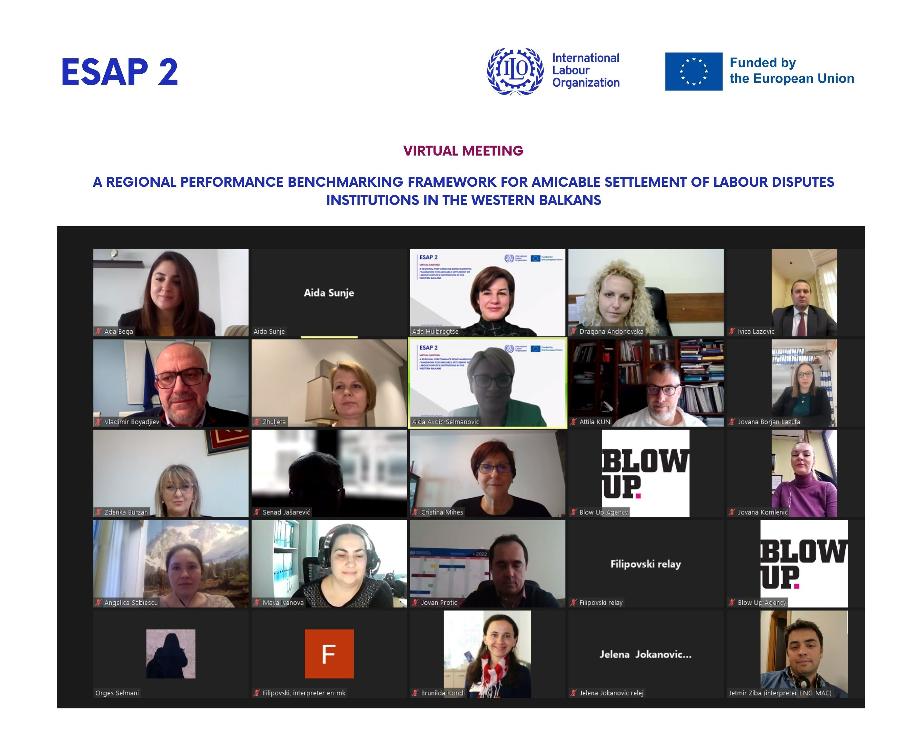 Participants of the Virtual meeting “A Regional Performance Benchmarking Framework for Amicable Settlement of Labour Disputes Institutions in the Western Balkans”