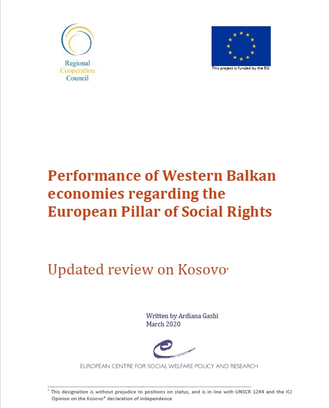 RCC ESAP 2: Performance of Western Balkan economies regarding the European Pillar of Social Rights: Updated review on Kosovo* 
