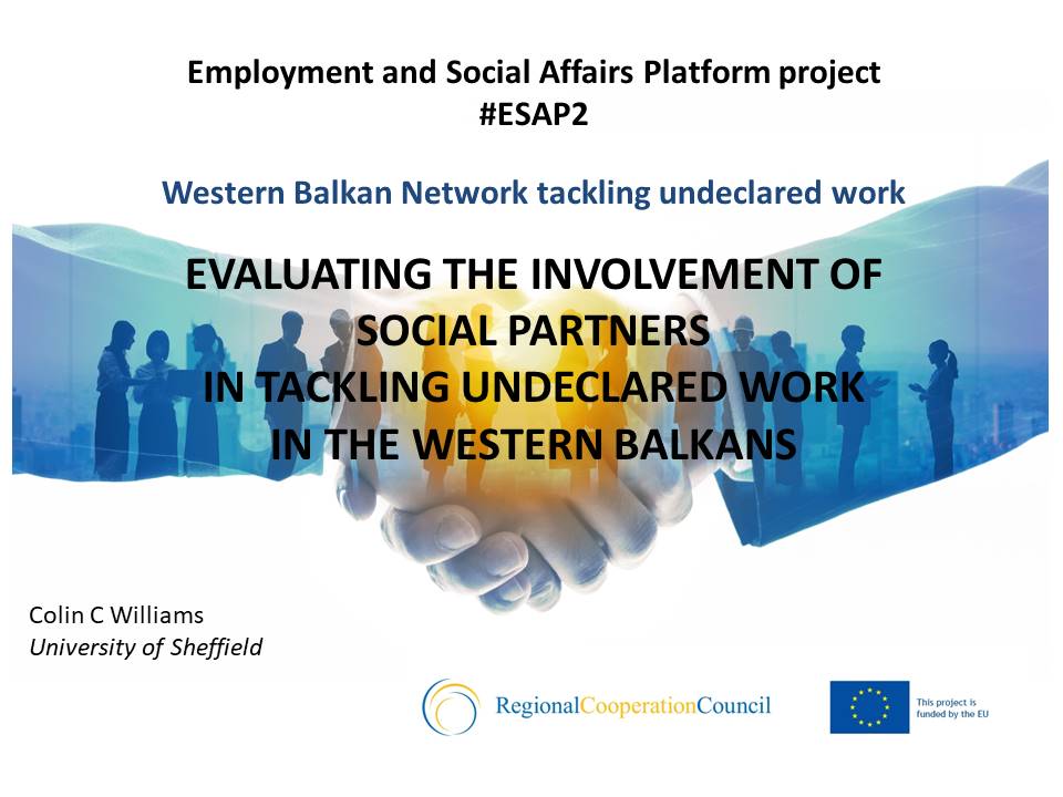 RCC ESAP 2: EVALUATING THE INVOLVEMENT OF  SOCIAL PARTNERS IN TACKLING UNDECLARED WORK IN THE WESTERN BALKANS