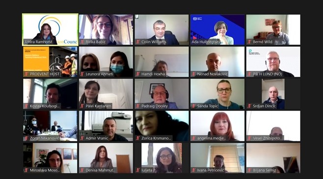Participants of 3rd Plenary meeting of the Western Balkan Network Tackling Undeclared Work held via zoom platform under the RCC-implemented and EU-funded ESAP 2 project, 16 April 2021 (Photo: RCC/ESAP2)   