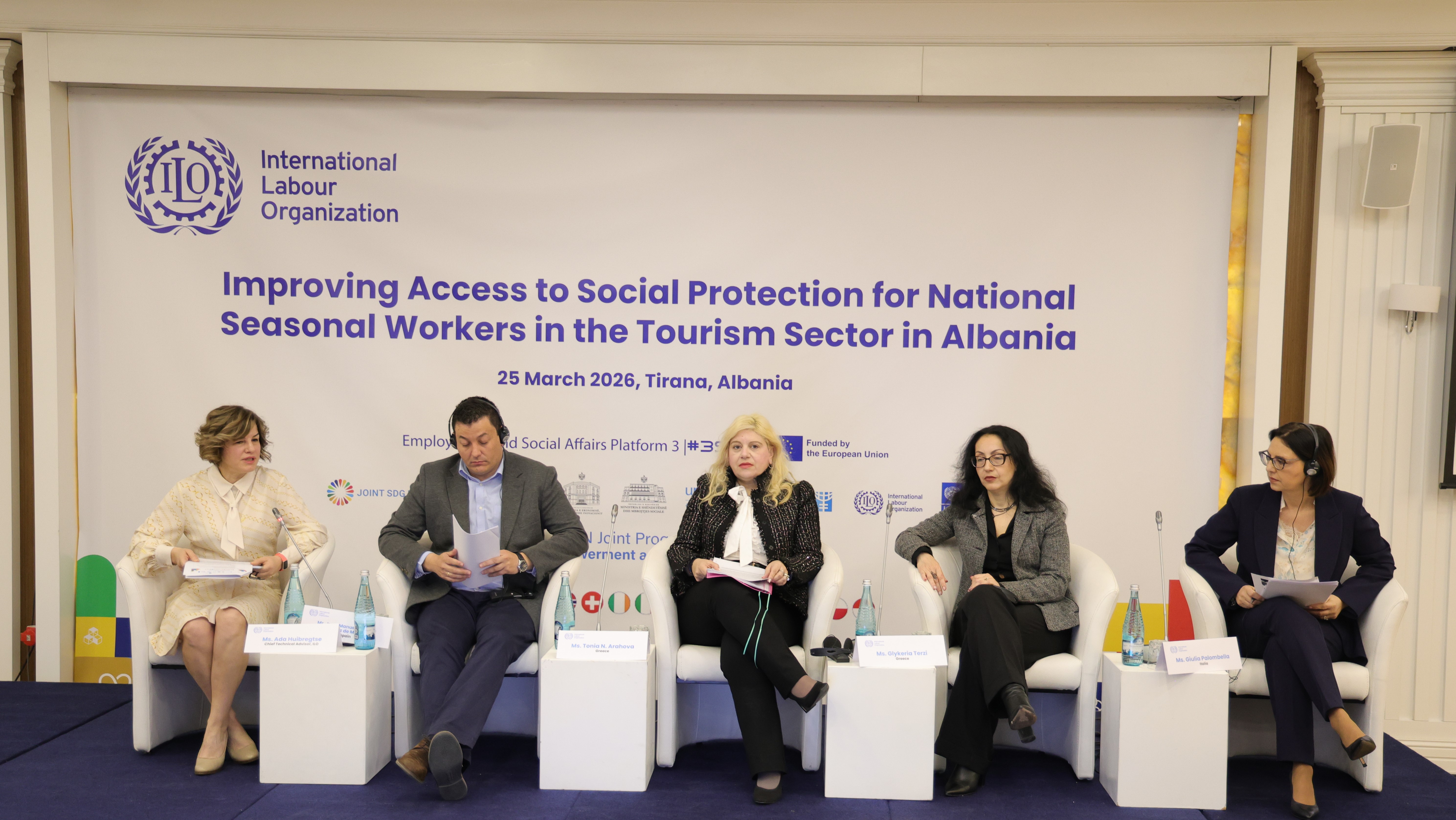 ©ILO Representatives of the Greek, Italian and Spanish government institutions present their solutions to social protection of seasonal worker in a high-level meeting in Tirana, 25 March 2025
