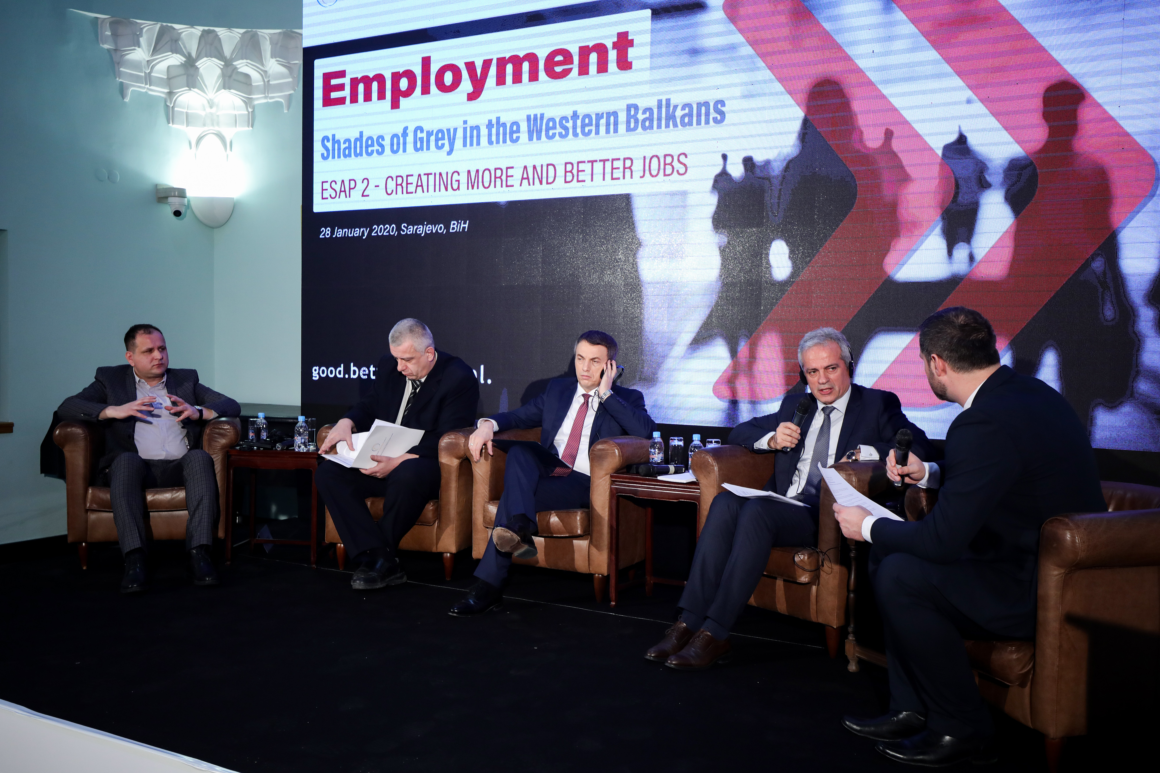 Panel 1 “Creating more and better jobs in the Western Balkans – what did ESAP contribute?” of the Regional Conference marking beginning of the Phase two of the RCC-ILO Employment and Social Affairs Platform Project - ESAP 2, in Sarajevo on 28 January 2020 (Photo: RCC/Armin Durgut)
