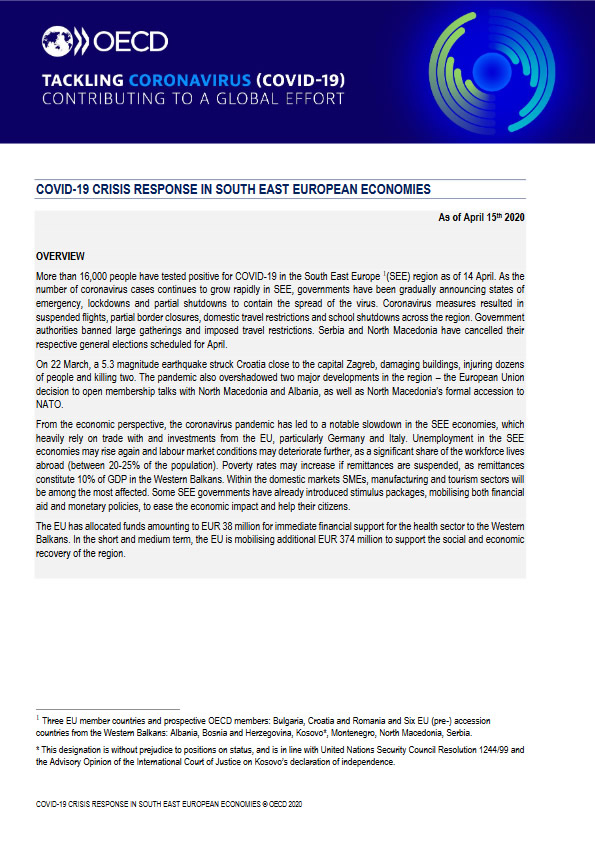 COVID-19 Crisis Response in South East European Economies