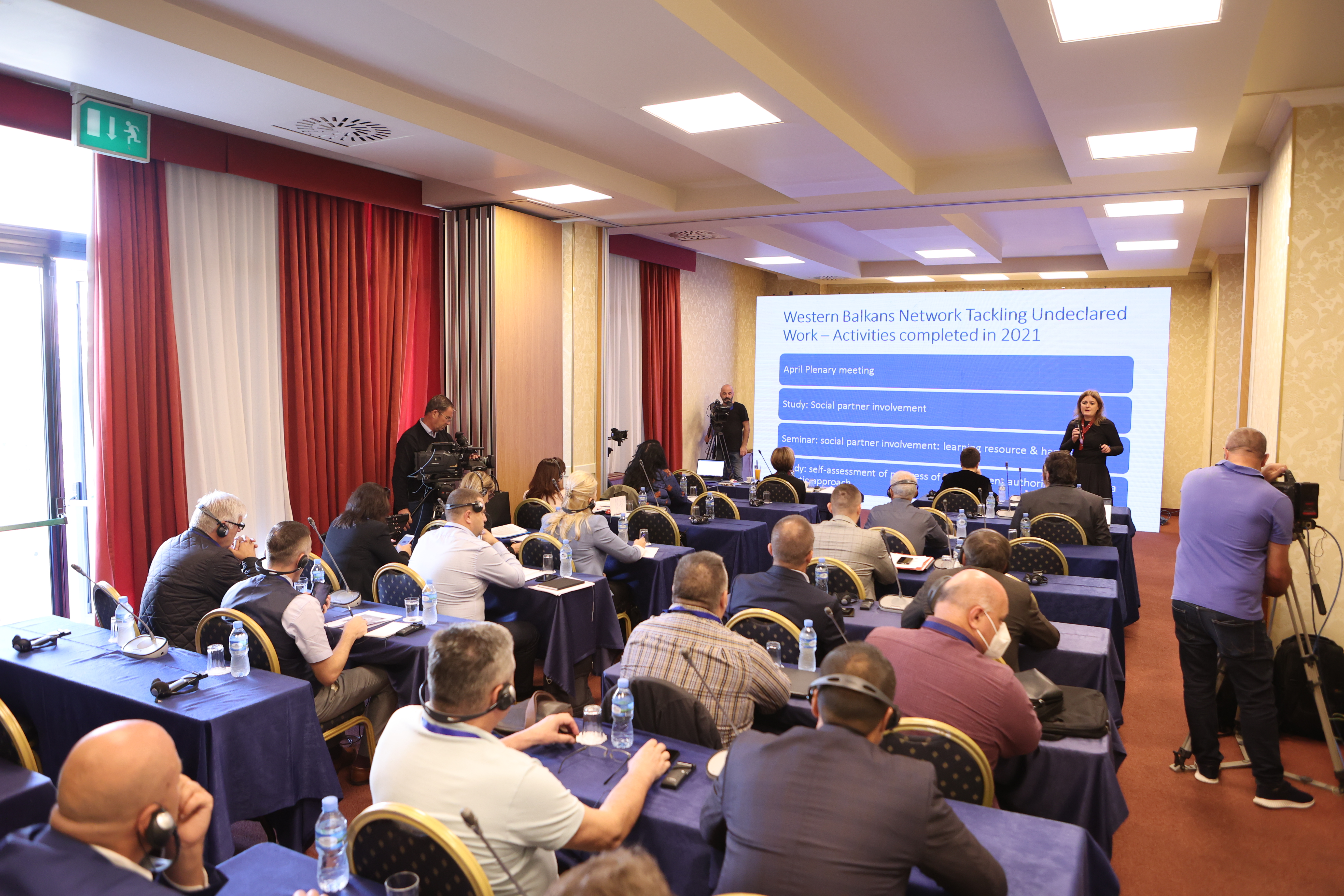 Members of the Western Balkan Network Tackling Undeclared Work at hybrid event Employment and Social Affairs, Tirana, 12-13 2021 (Photo: RCC ESAP2/Ani Media)