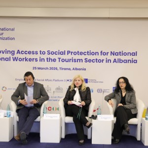 ©ILO Representatives of the Greek, Italian and Spanish government institutions present their solutions to social protection of seasonal worker in a high-level meeting in Tirana, 25 March 2025