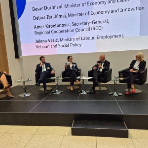 RCC Secretary General Amer Kapetanovic spoke at the panel “Promoting Employment: Effective Strategies for Resilient and Inclusive Labour Markets” during the Western Balkans Conference: Advancing Employment and Social Policy Together, held in Berlin on 11 May 2026 (Photo: RCC)