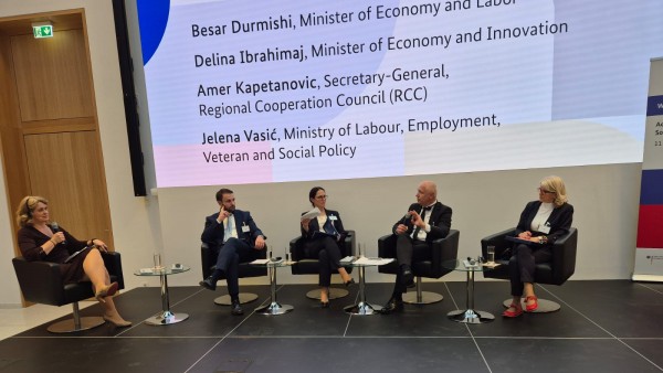 RCC Secretary General Amer Kapetanovic spoke at the panel “Promoting Employment: Effective Strategies for Resilient and Inclusive Labour Markets” during the Western Balkans Conference: Advancing Employment and Social Policy Together, held in Berlin on 11 May 2026 (Photo: RCC)