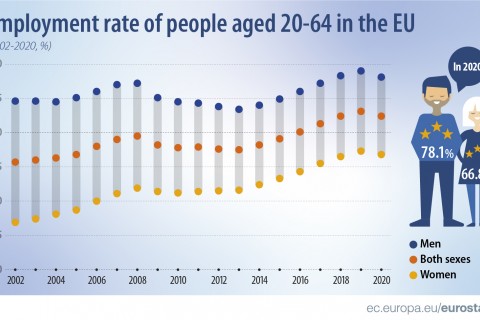 Employment rates EU 2002-2020 (Photo: ec.europa.eu/eurostat/)