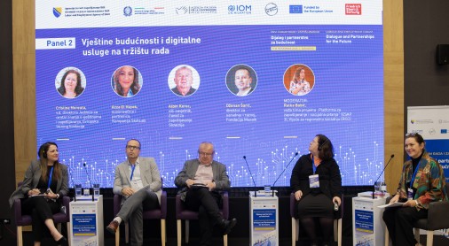 Panel discussion “Future-oriented skills and digital services in the labour market” (Photo: courtesy of Labour and Employment Agency of Bosnia and Herzegovina)