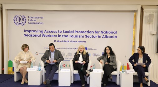 ©ILO Representatives of the Greek, Italian and Spanish government institutions present their solutions to social protection of seasonal worker in a high-level meeting in Tirana, 25 March 2025