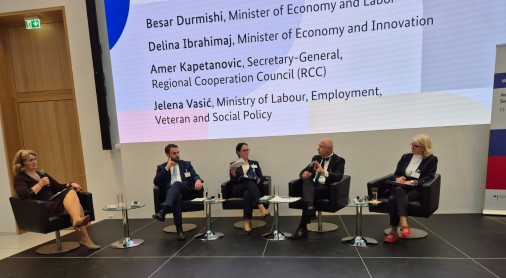 RCC Secretary General Amer Kapetanovic spoke at the panel “Promoting Employment: Effective Strategies for Resilient and Inclusive Labour Markets” during the Western Balkans Conference: Advancing Employment and Social Policy Together, held in Berlin on 11 May 2026 (Photo: RCC)